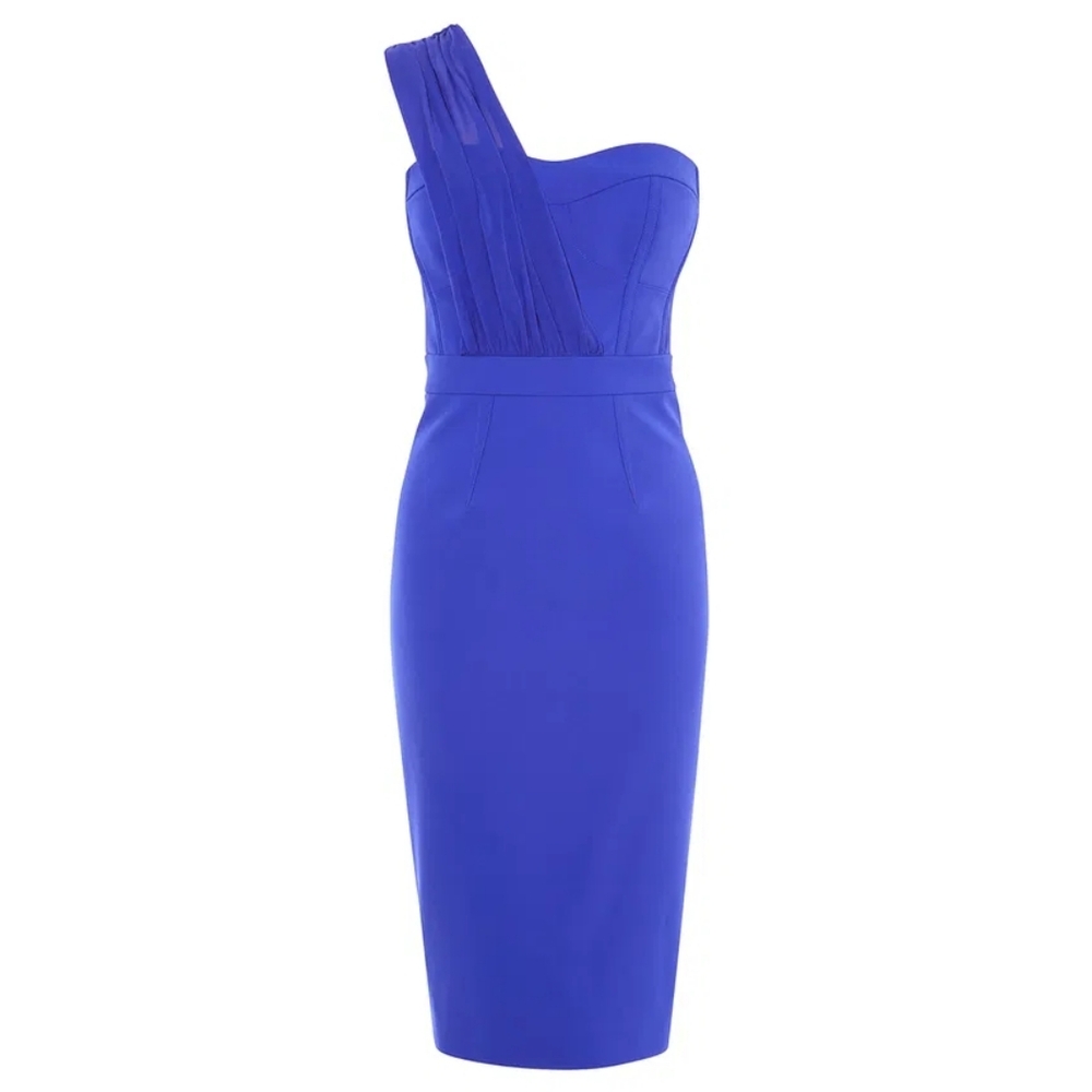 NWT KAREN MILLEN | $450 One-Shoulder Cocktail Dress - Picture 5 of 5
